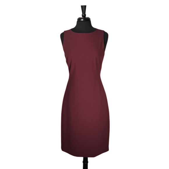 Theory Women's Dress Maroon Red Wool Stretch Sheath Business Office Work Midi 10 - Picture 1 of 9